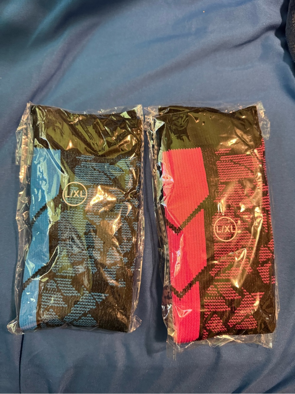 Athletic Compression Socks - Blue & Pink Pair